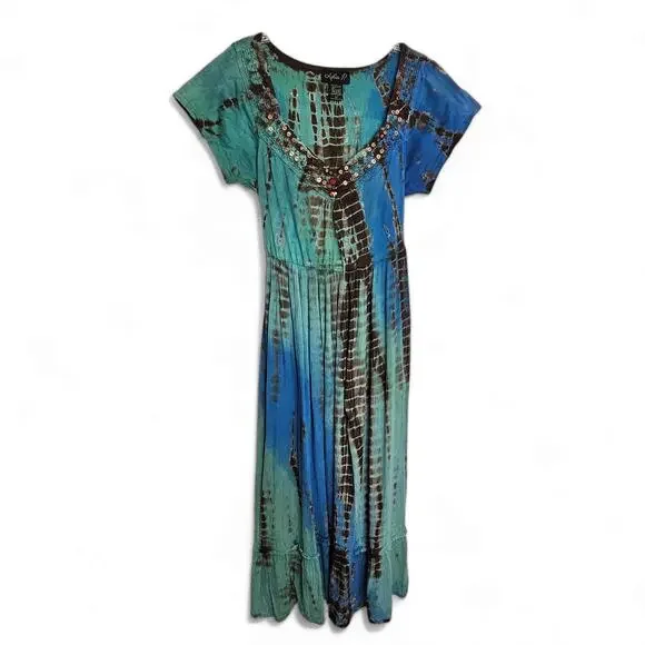Lola Dresses Lola P Womens Boho Batik Tiedye Midi Dress